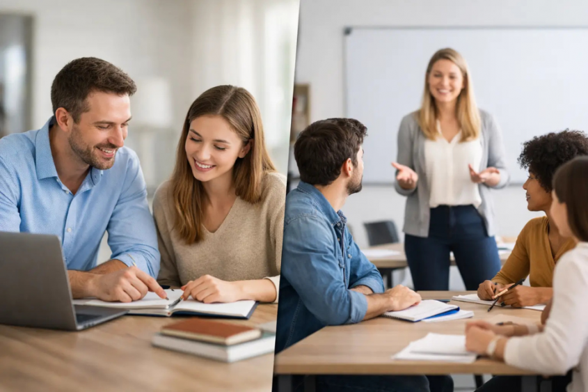 Tutor de ingl&eacute;s privado vs clases grupales