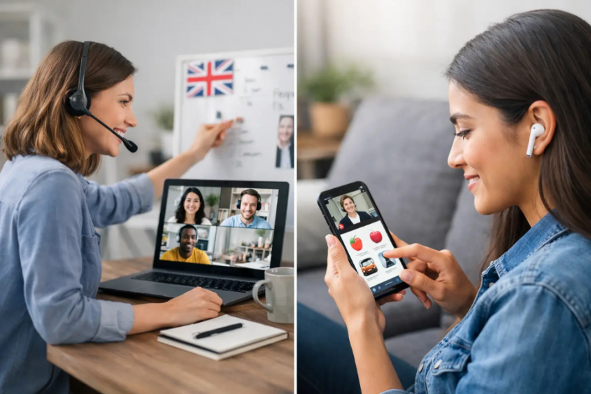 Comparativa de clases live con app para ingl&eacute;s