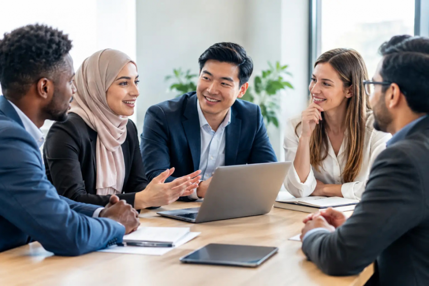 Ejemplo de reuni&oacute;n multicultural en ingl&eacute;s